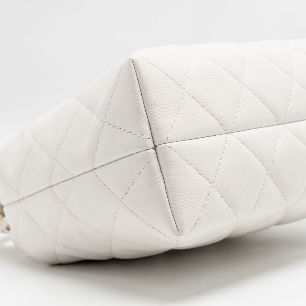 CHANEL 25S COCO CRUSH HANDLE BAG CAVIAR WHITE LGHW (MICROCHIP)