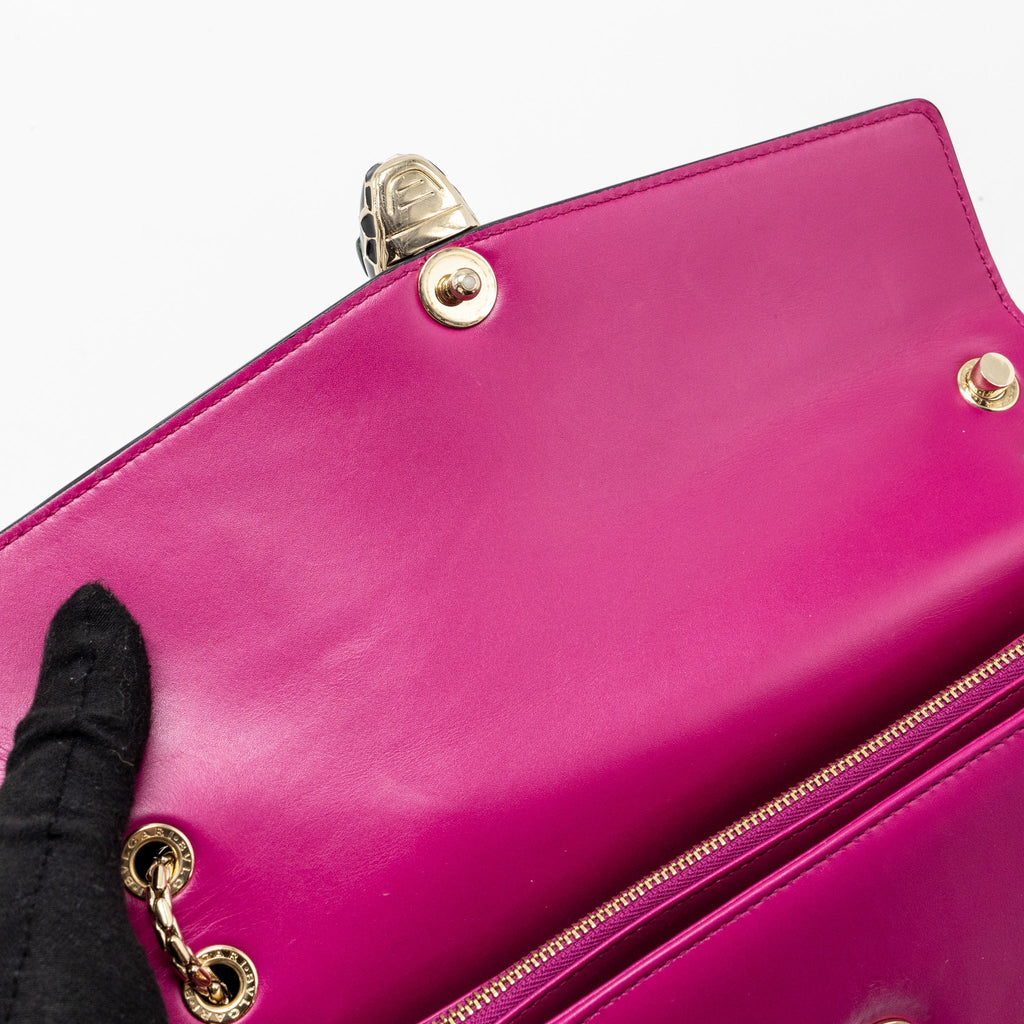BVLGARI SERPENTI FOREVER FLAP BAG CALFSKIN DARK PINK GHW