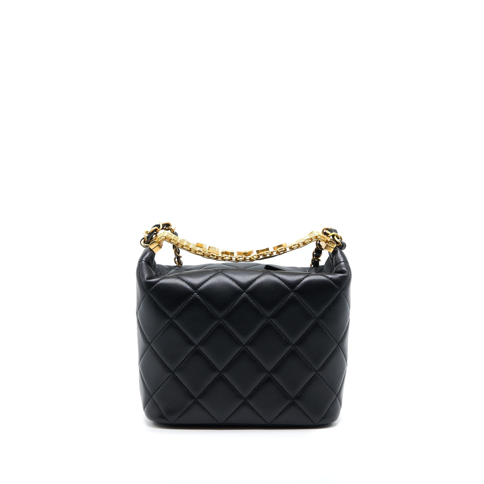 CHANEL 22S DETAIL HANDLE HOBO CROSSBODY BAG LAMBSKIN BLACK GHW(MICROCHIP)