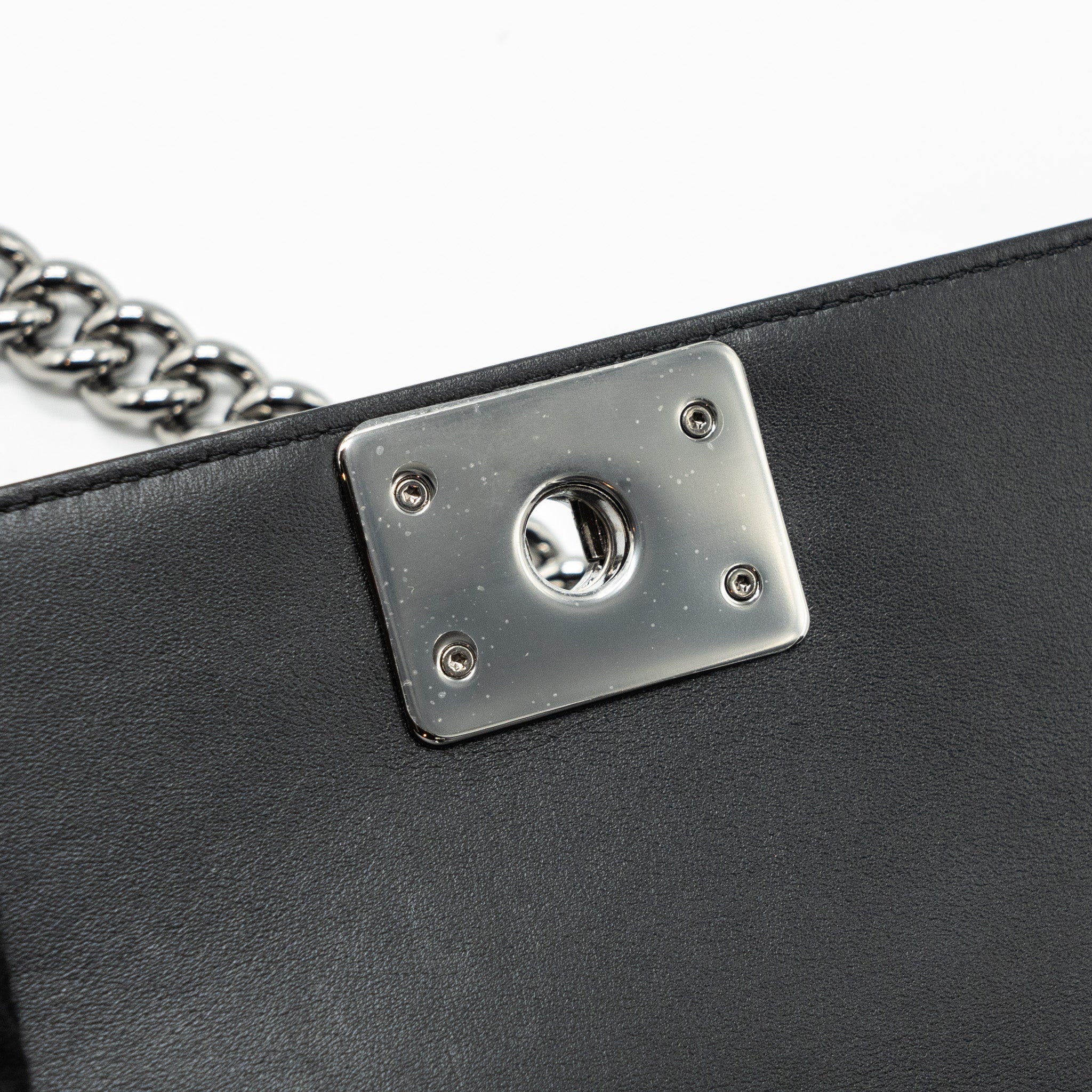 CHANEL SMALL BOY BAG CALFSKIN BLACK SHW (MICROCHIP)
