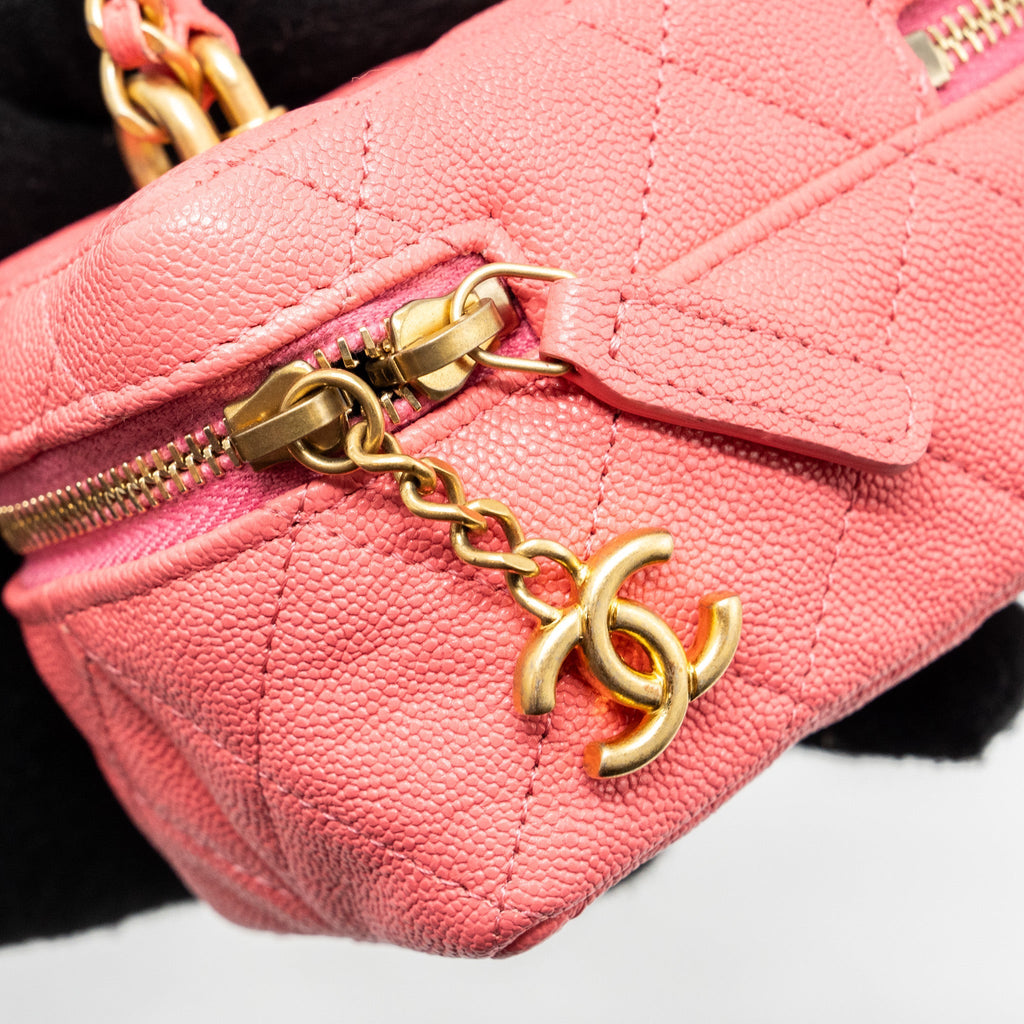 CHANEL TOP HANDLE MINI VANITY BAG CAVIAR PINK GHW