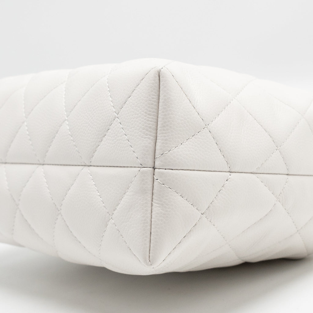 CHANEL 25S COCO CRUSH HANDLE BAG CAVIAR WHITE LGHW (MICROCHIP)