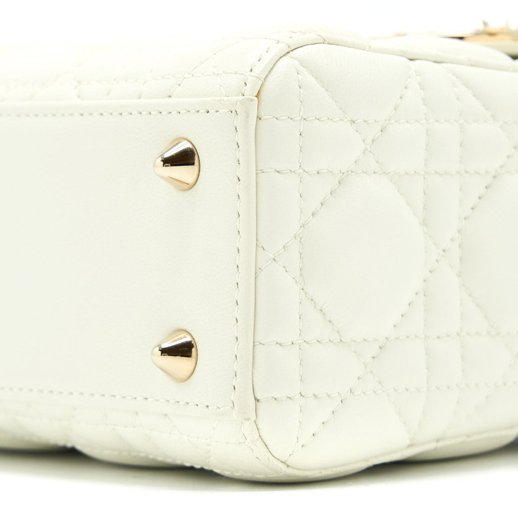 DIOR SMALL LADY DIOR MY ABCDIOR BAG LAMBSKIN WHITE LGHW