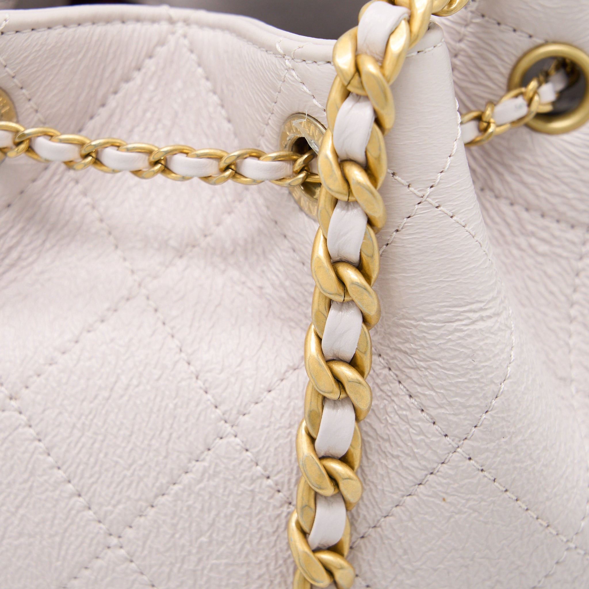 CHANEL DRAWSTRING BUCKET BAG LAMBSKIN LIGHT PINK GHW