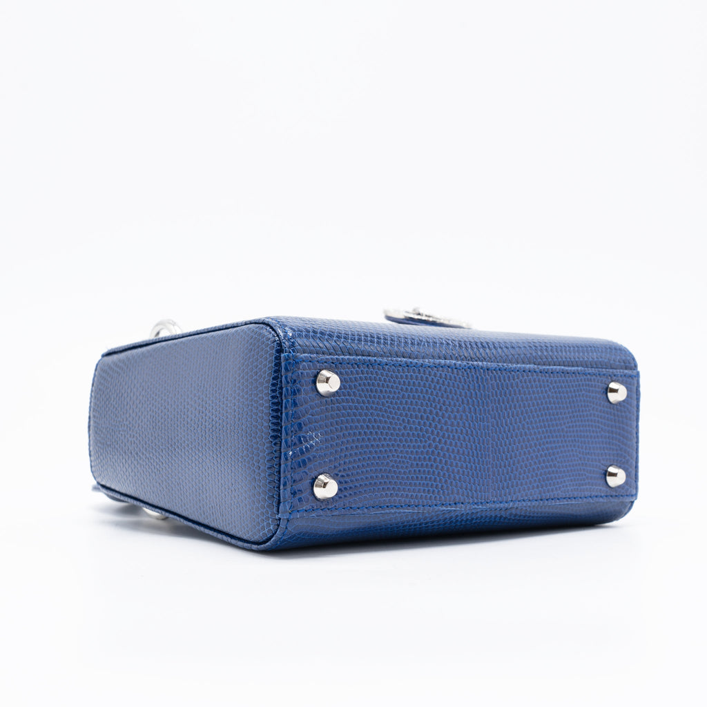 DIOR MINI LADY DIOR LIZARD BLUE CRYSTAL SHW