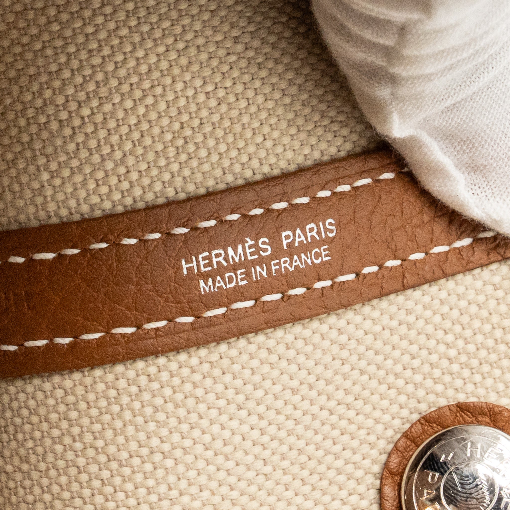 HERMES GARDEN PARTY 30 TOILE MILITARIES CANVAS / NEGONDA BETON / GOLD SHW
