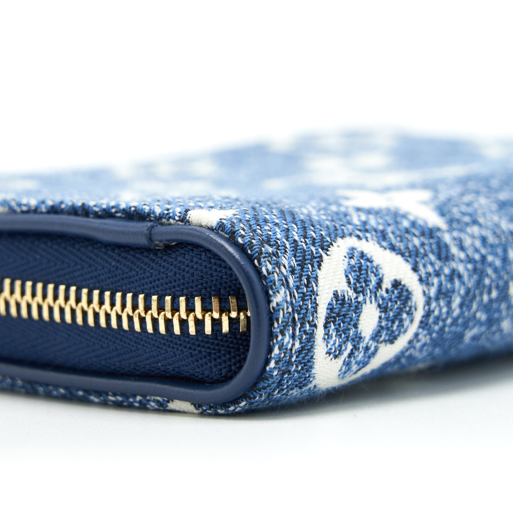 LOUIS VUITTON ZIPPY COIN PURSE MONOGRAM JACQUARD DENIM BLUE GHW