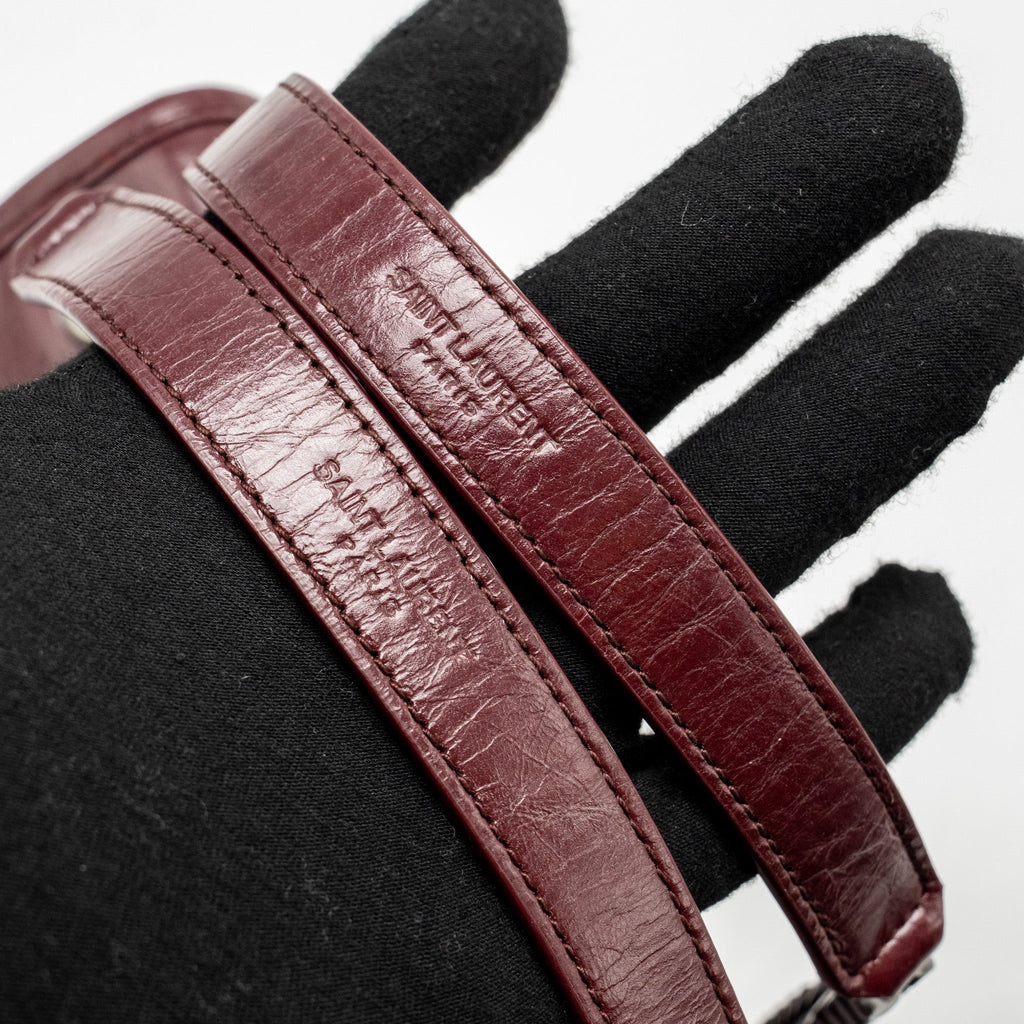 SAINT LAURENT YSL MEDIUM NIKI SHOULDER BAG CALFSKIN BURGUNDY RUTHENIUM SHW