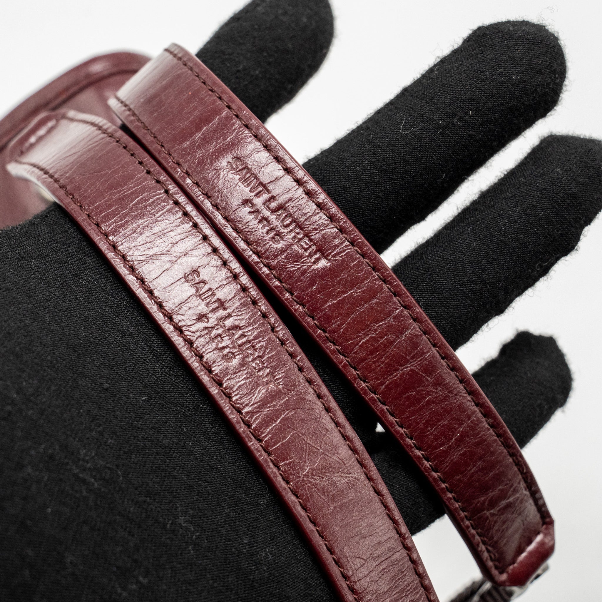 SAINT LAURENT YSL MEDIUM NIKI SHOULDER BAG CALFSKIN BURGUNDY RUTHENIUM SHW