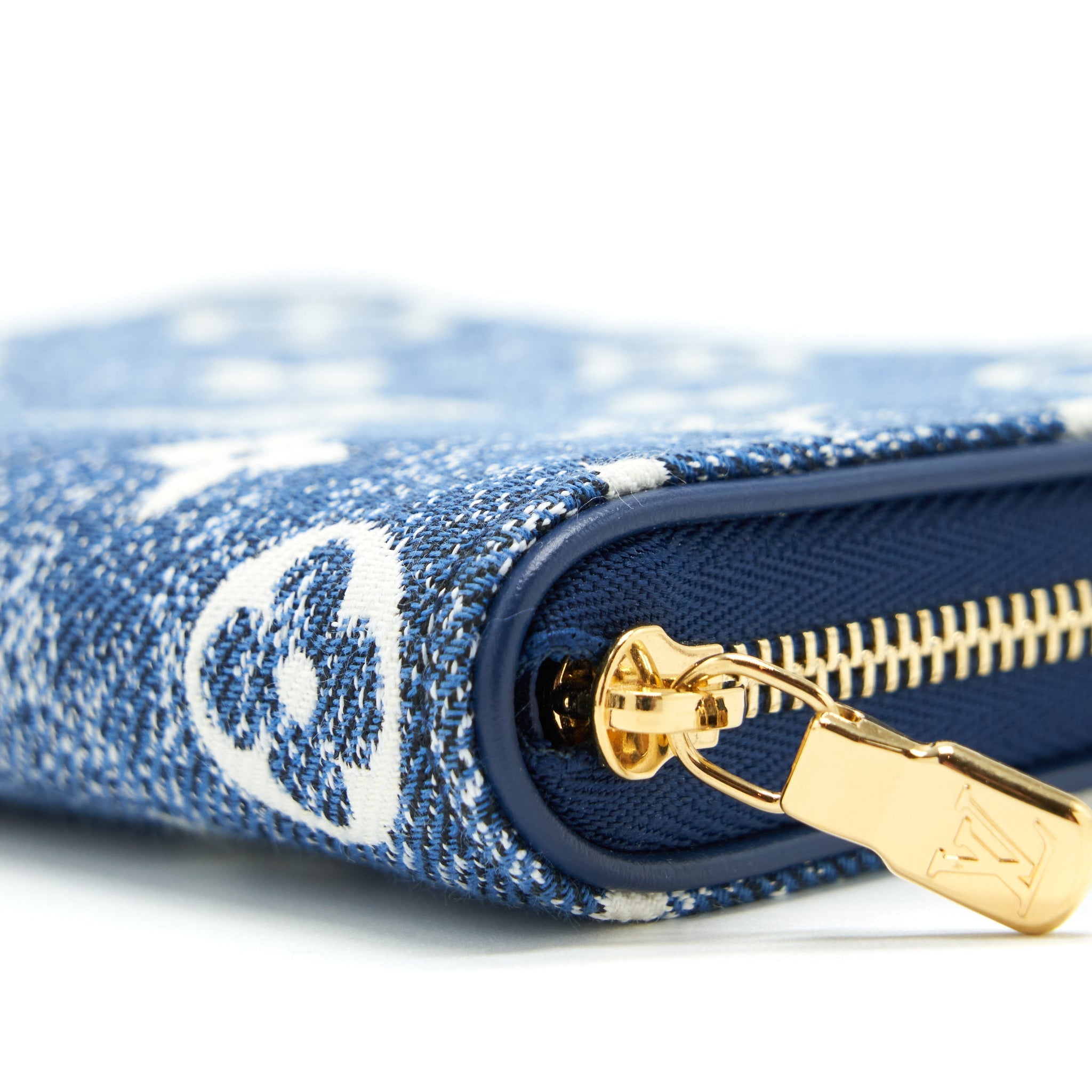 LOUIS VUITTON ZIPPY COIN PURSE MONOGRAM JACQUARD DENIM BLUE GHW