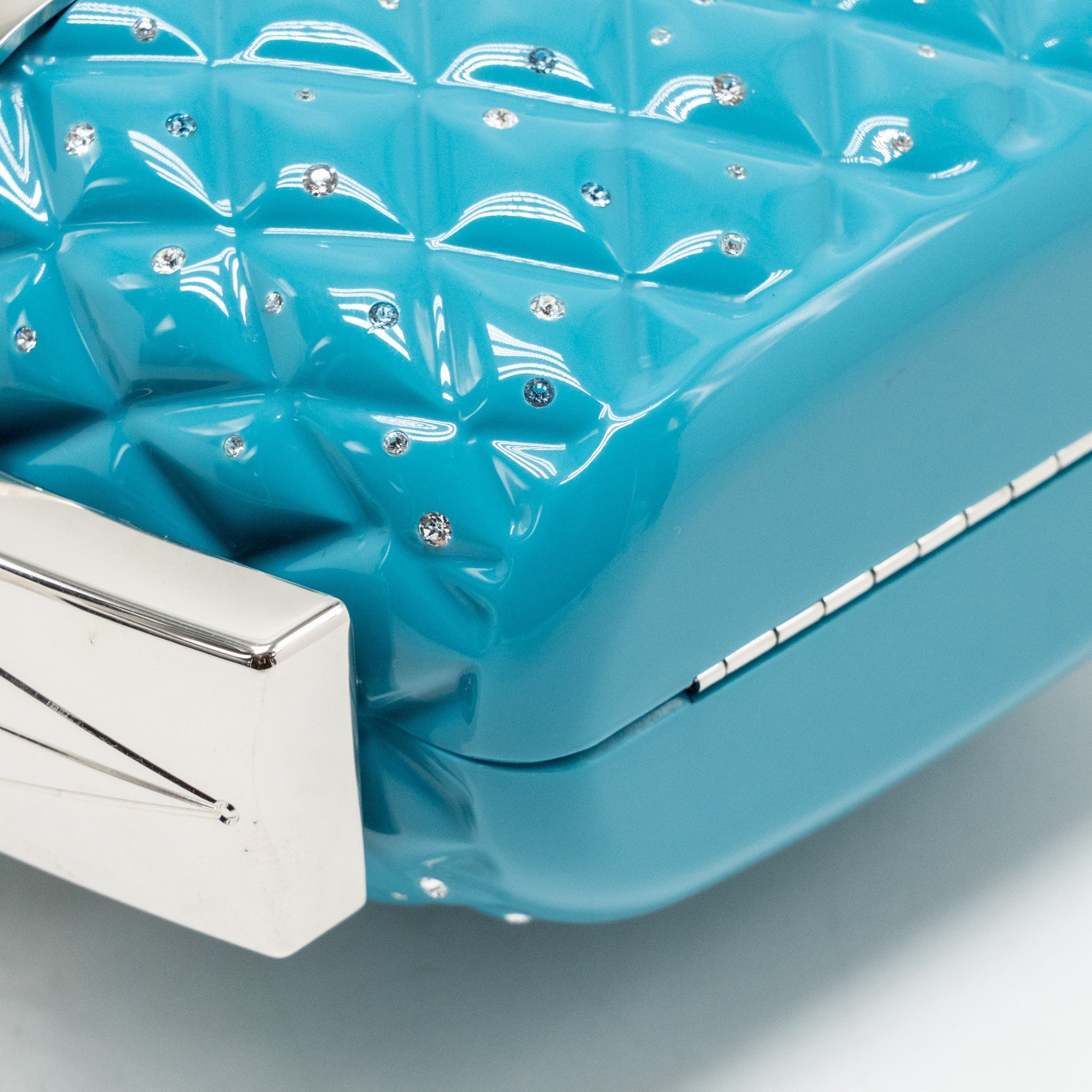 CHANEL 19K MINAUDIERE LIMITED SNOW GONDOLA CLUTCH EVENING BAG ACRYLIC PLASTIC BLUE SHW