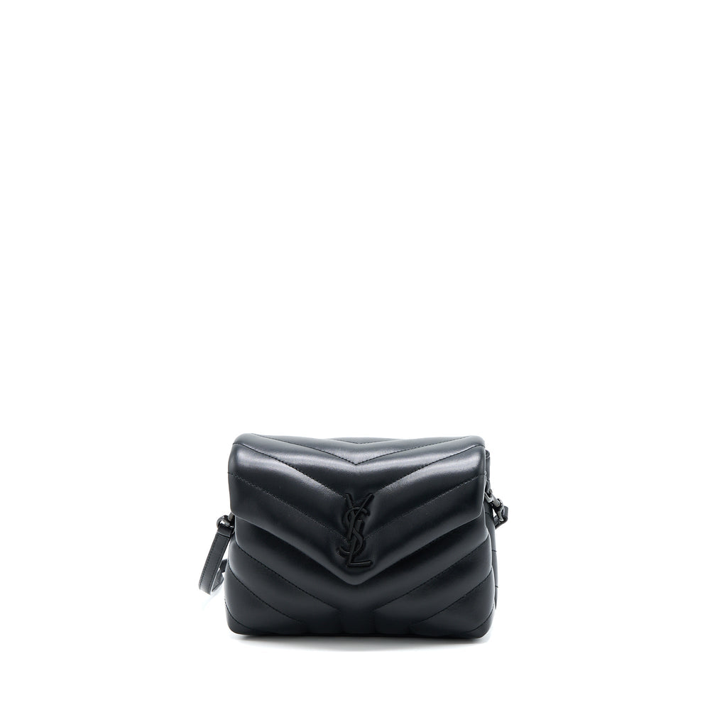 SAINT LAURENT LOULOU TOY STRAP BAG CALFSKIN BLACK WITH BLACK HARDWARE