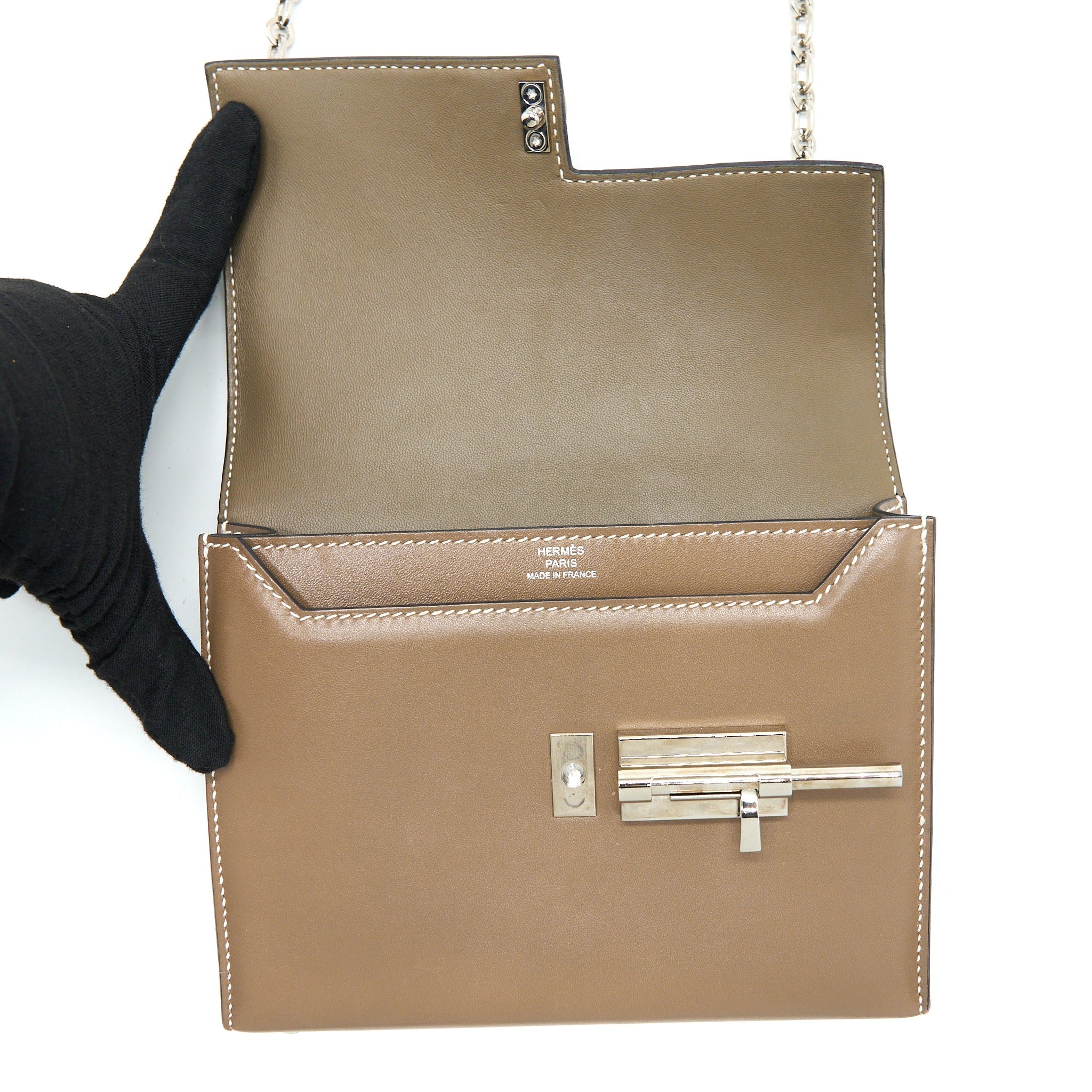 HERMES MINI VERROU BAG TADELAKT ETOUPE SHW