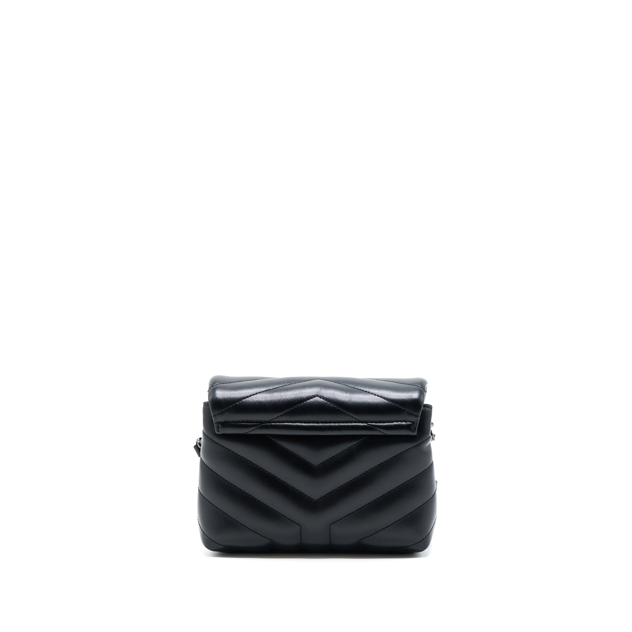 SAINT LAURENT LOULOU TOY STRAP BAG CALFSKIN BLACK WITH BLACK HARDWARE