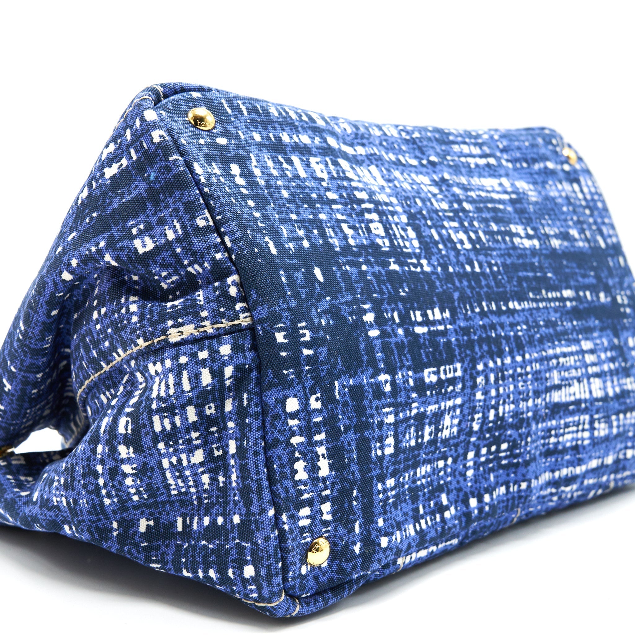 PRADA CANVAS SHOPPING TOTE BAG BLUE
