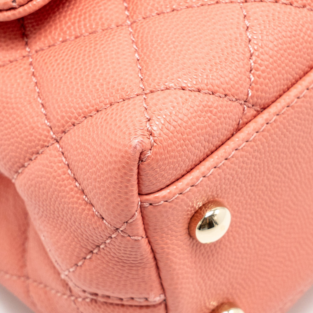 CHANEL SMALL COCO HANDLE CAVIAR PINK LGHW (MICROCHIP)