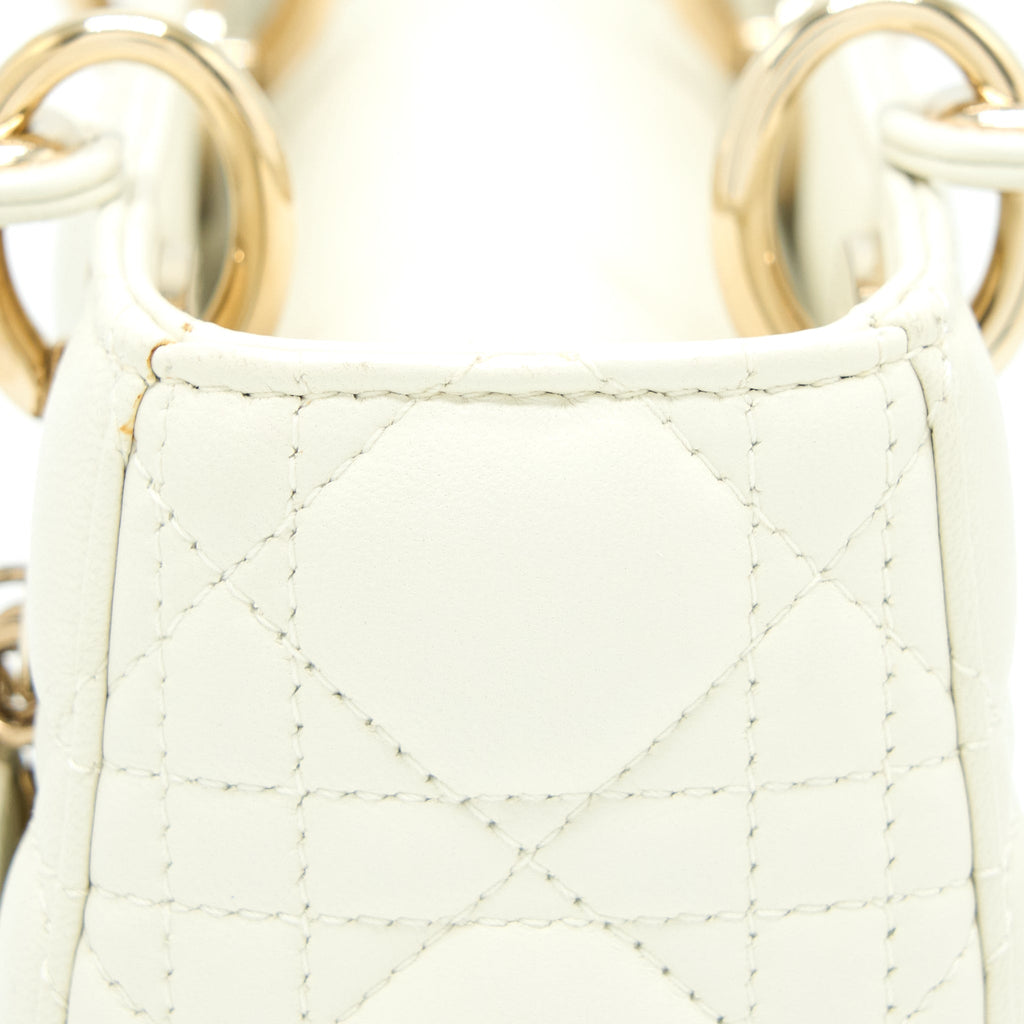 DIOR SMALL LADY DIOR MY ABCDIOR BAG LAMBSKIN WHITE LGHW