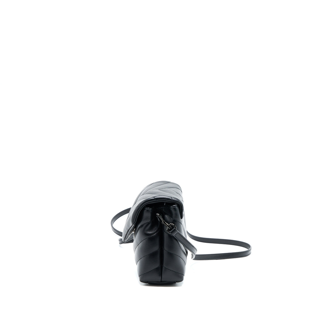 SAINT LAURENT LOULOU TOY STRAP BAG CALFSKIN BLACK WITH BLACK HARDWARE
