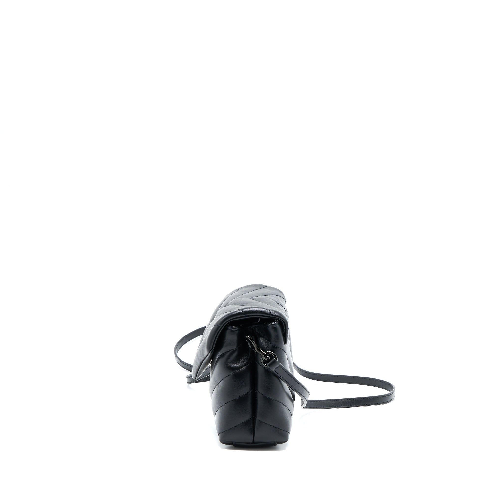 SAINT LAURENT LOULOU TOY STRAP BAG CALFSKIN BLACK WITH BLACK HARDWARE