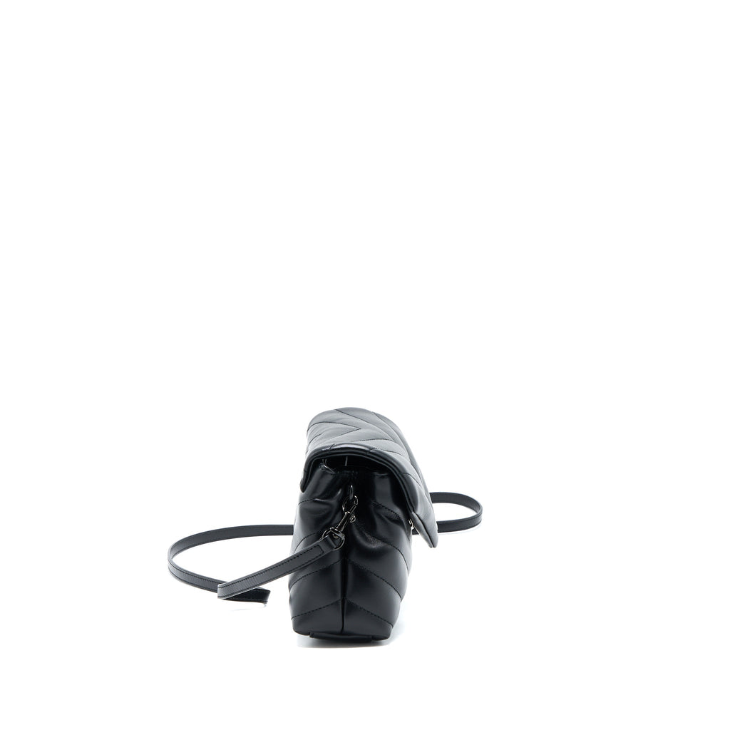 SAINT LAURENT LOULOU TOY STRAP BAG CALFSKIN BLACK WITH BLACK HARDWARE