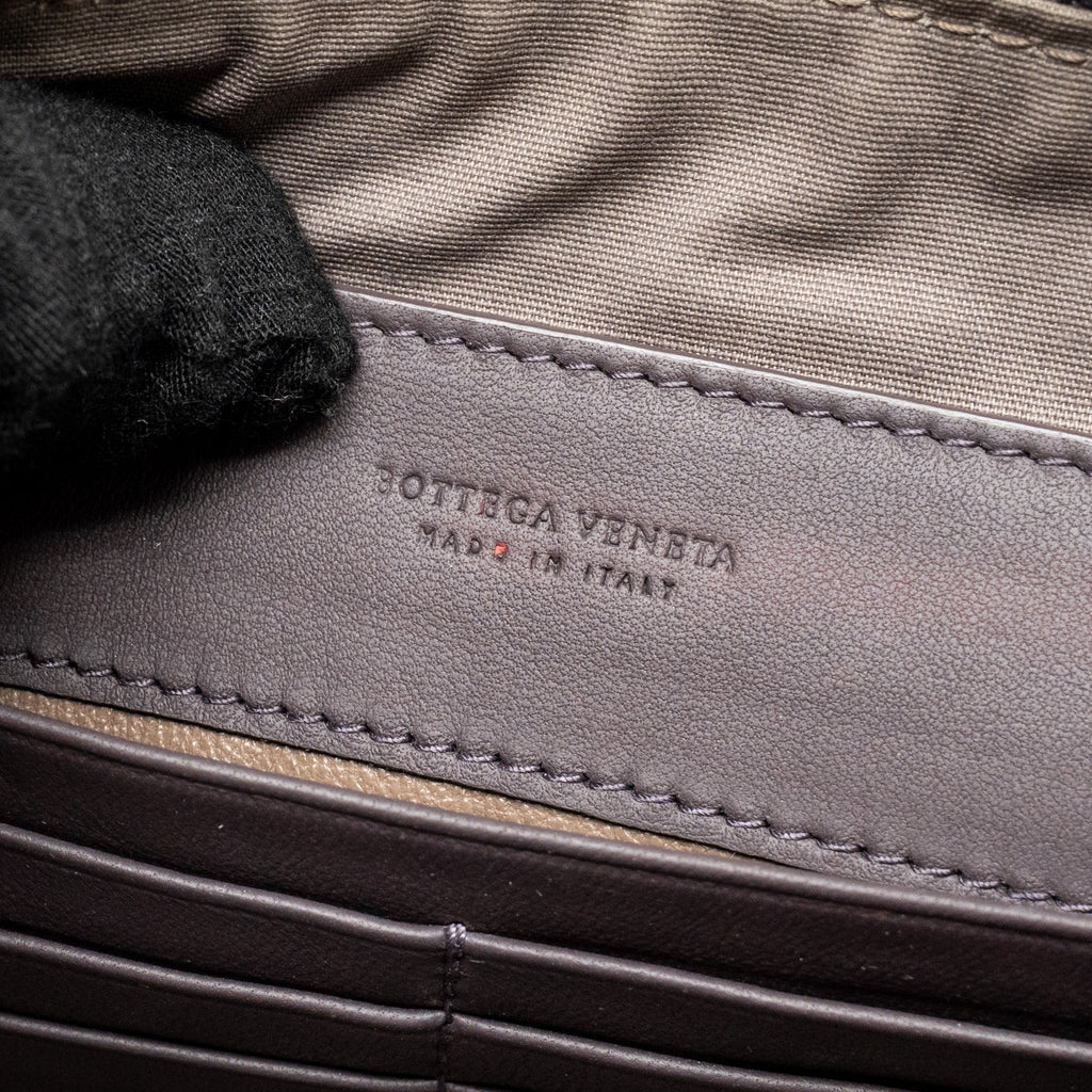 BOTTEGA VENETA INTRECCIATO CLUTCH LEATHER BROWN SHW