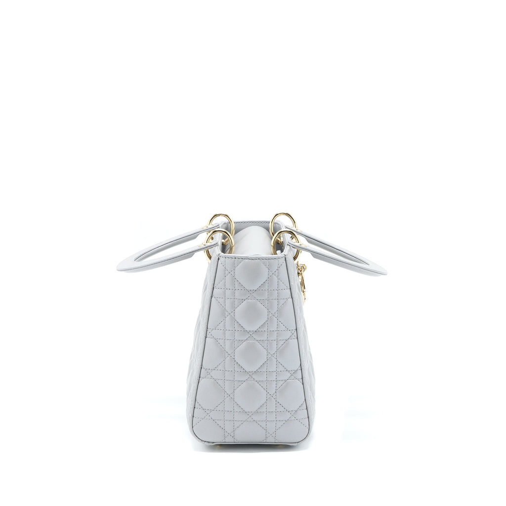 DIOR MEDIUM LADY DIOR LAMBSKIN GREY LGHW