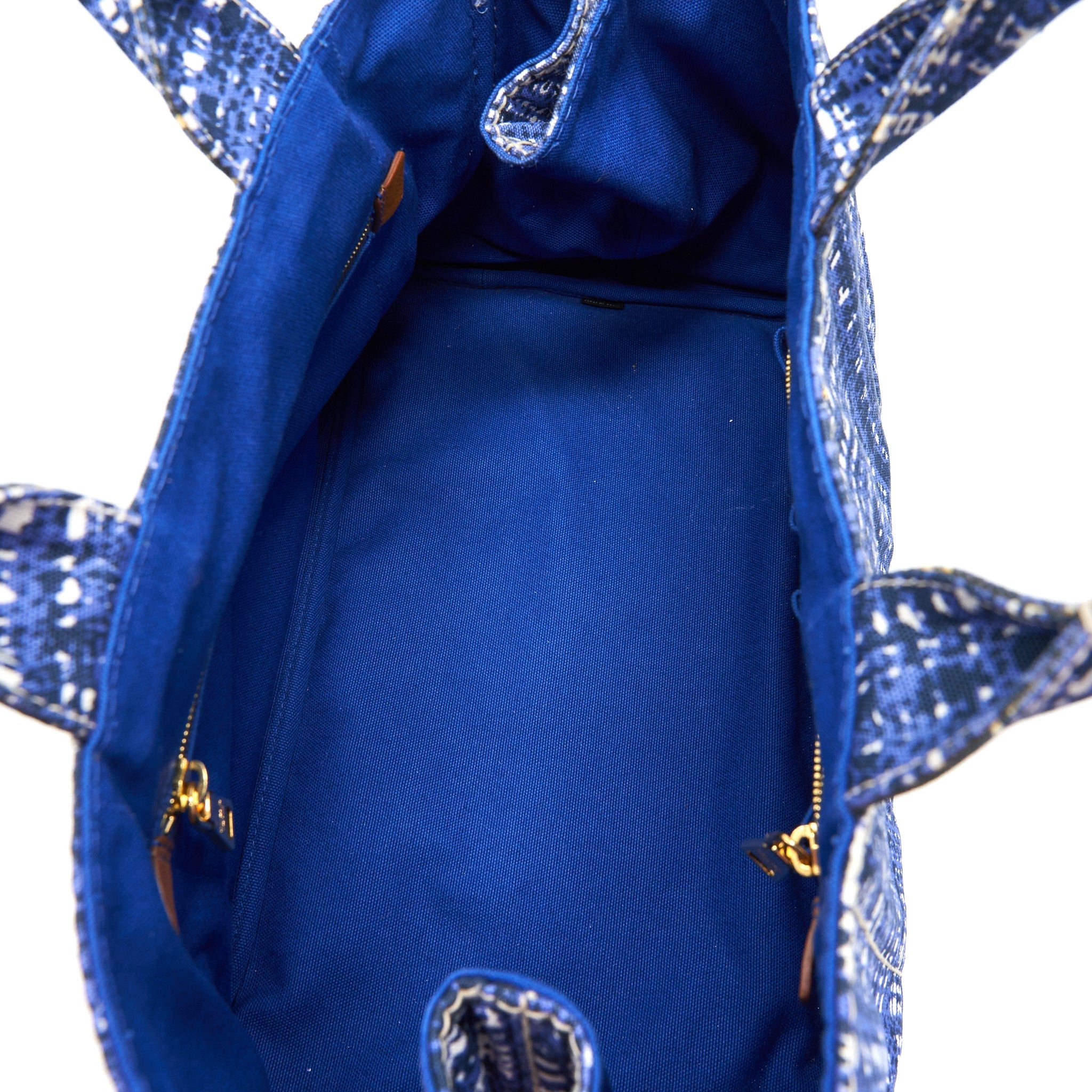 PRADA CANVAS SHOPPING TOTE BAG BLUE