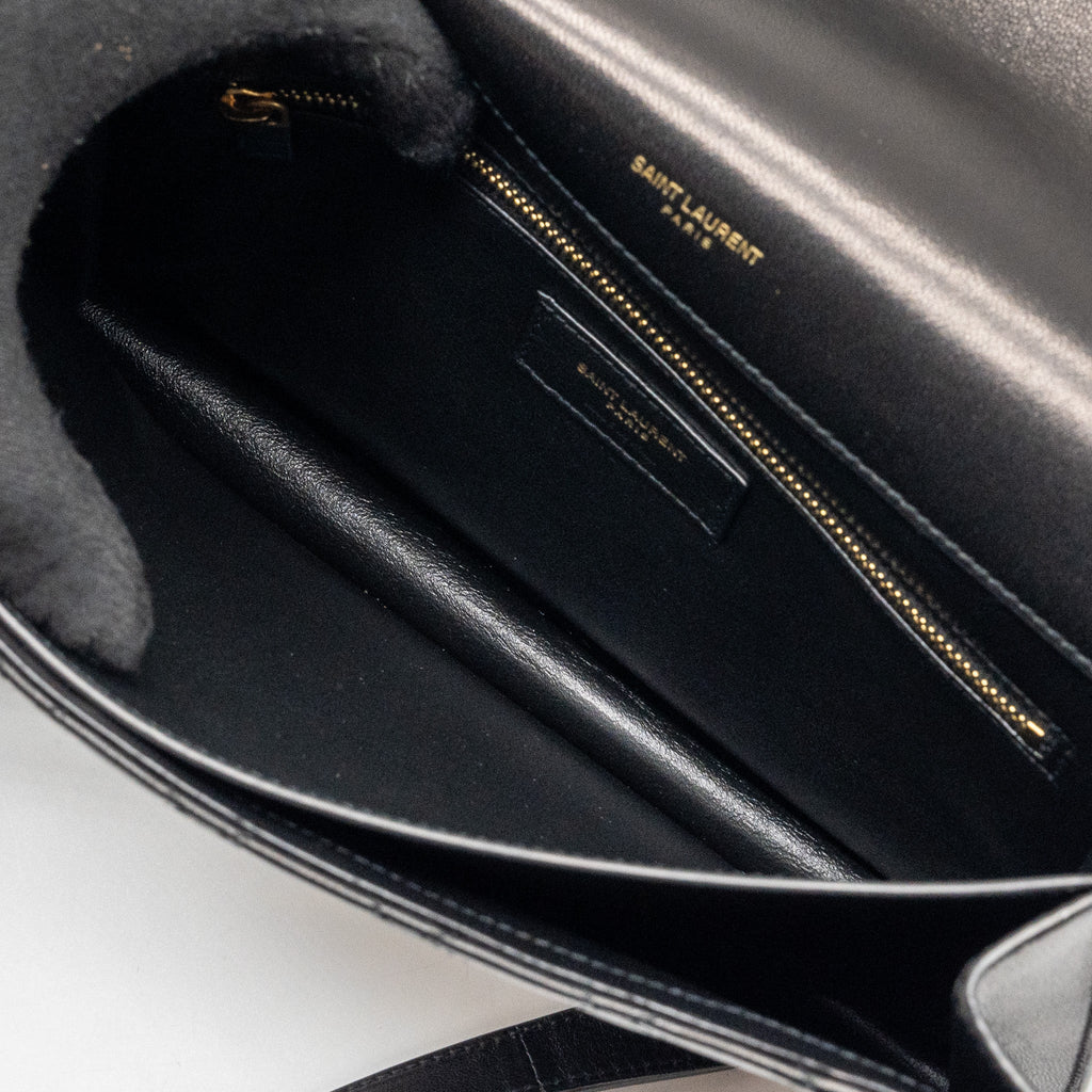 SAINT LAURENT GABY SATCHEL BAG LAMBSKIN BLACK GHW
