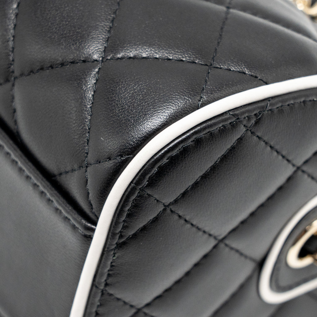 CHANEL 25P QUILTED BOWLING BAG LAMBSKIN BLACK LGHW (MICROCHIP)