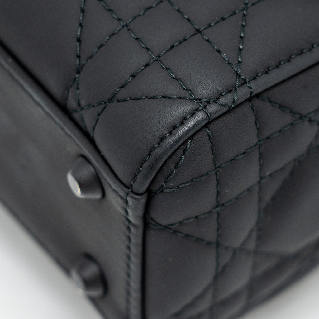 DIOR MINI LADY DIOR ULTRAMATTE CANNAGE CALFSKIN SO BLACK