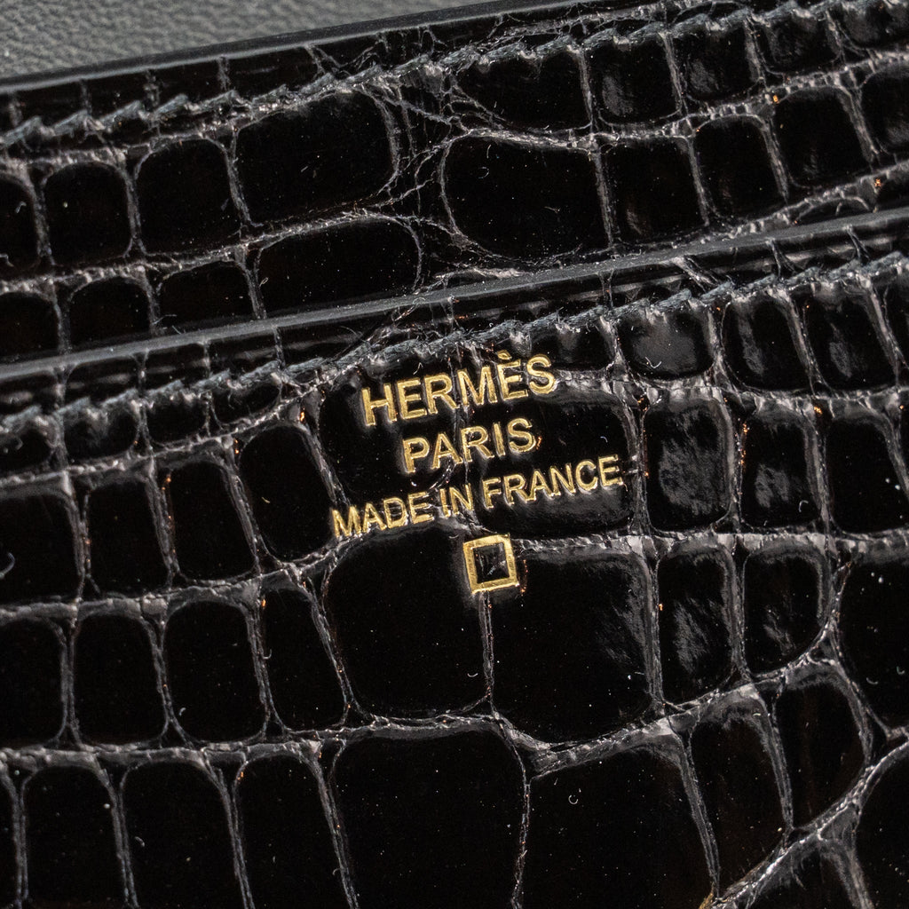 HERMES CONSTANCE TO GO ALLIGATOR MISSISSIPPIENSIS BLACK WITH BLACK HARDWARE