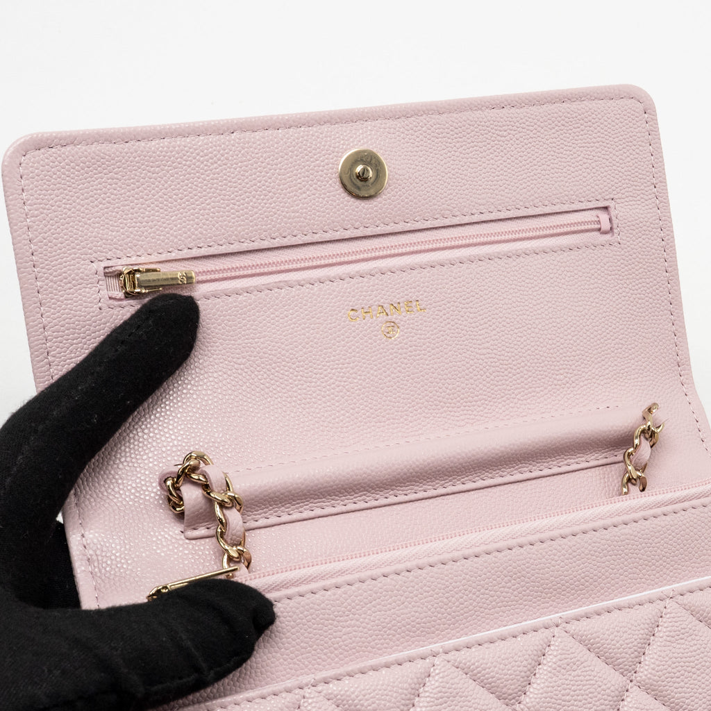 CHANEL CLASSIC WALLET ON CHAIN CAVIAR PINK LGHW