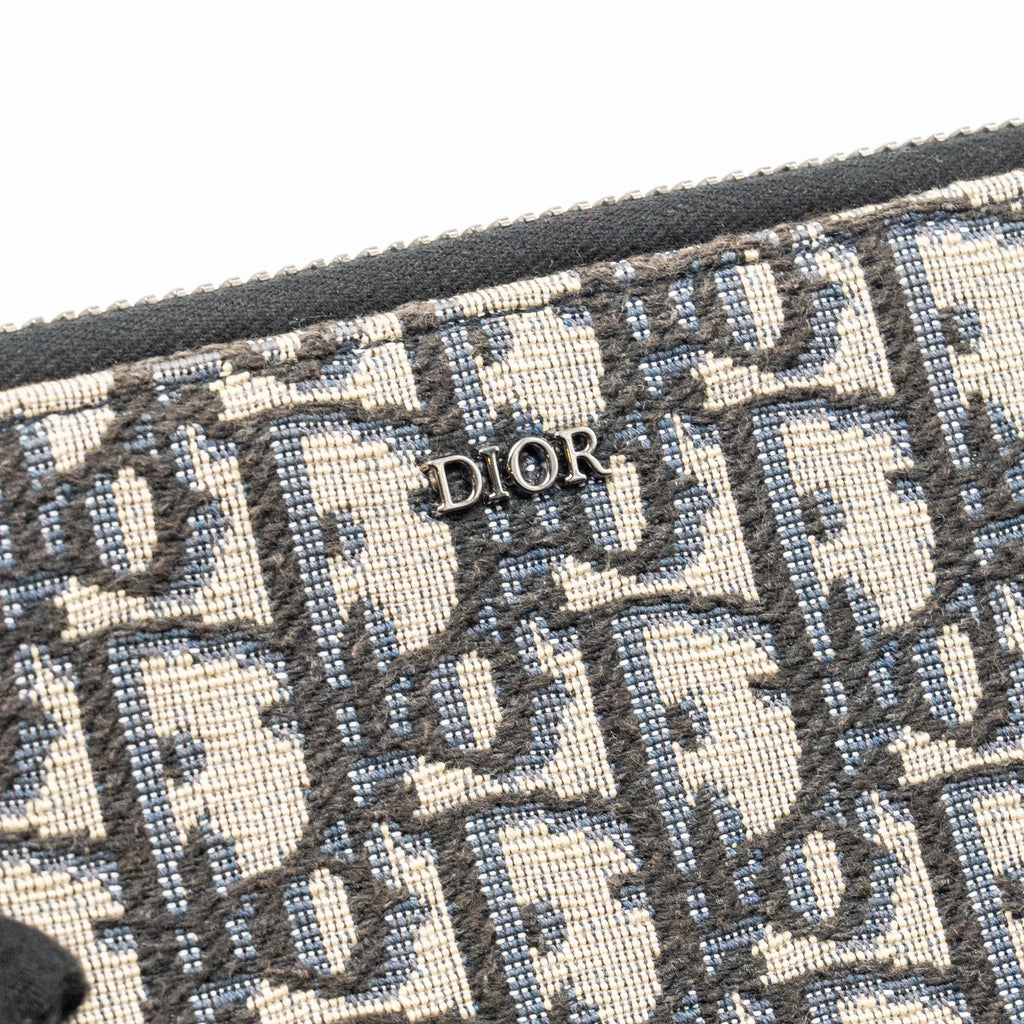 DIOR WALLET ON STRAP OBLIQUE JACQUARD CANVAS/LEATHER BLUE SHW