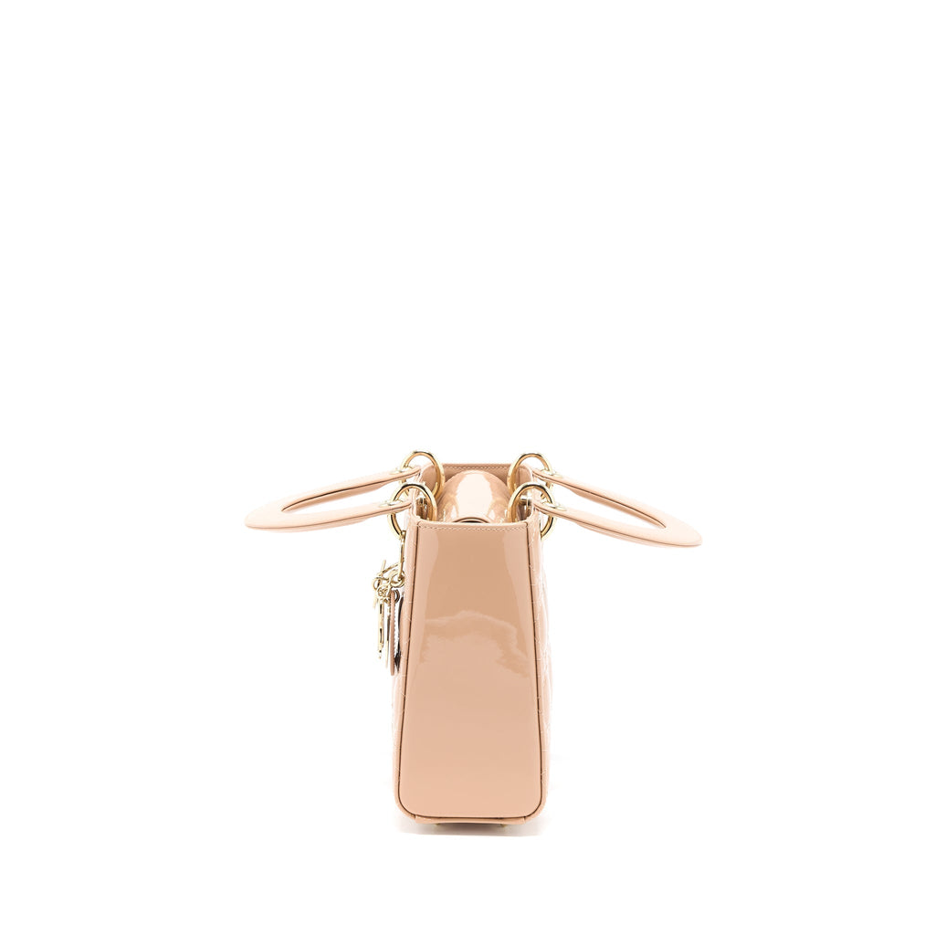 DIOR SMALL LADY DIOR PATENT LEATHER BEIGE LGHW
