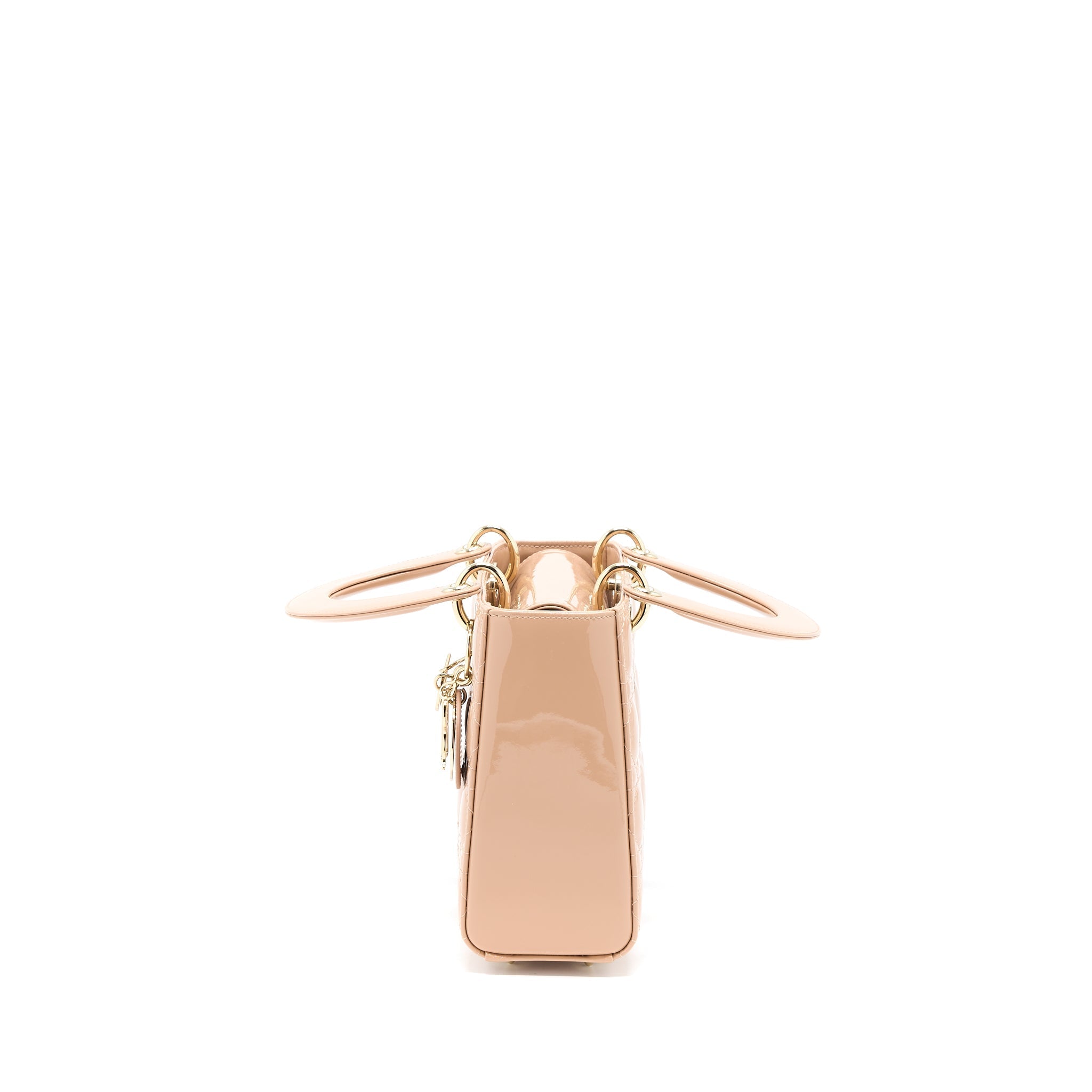 DIOR SMALL LADY DIOR PATENT LEATHER BEIGE LGHW