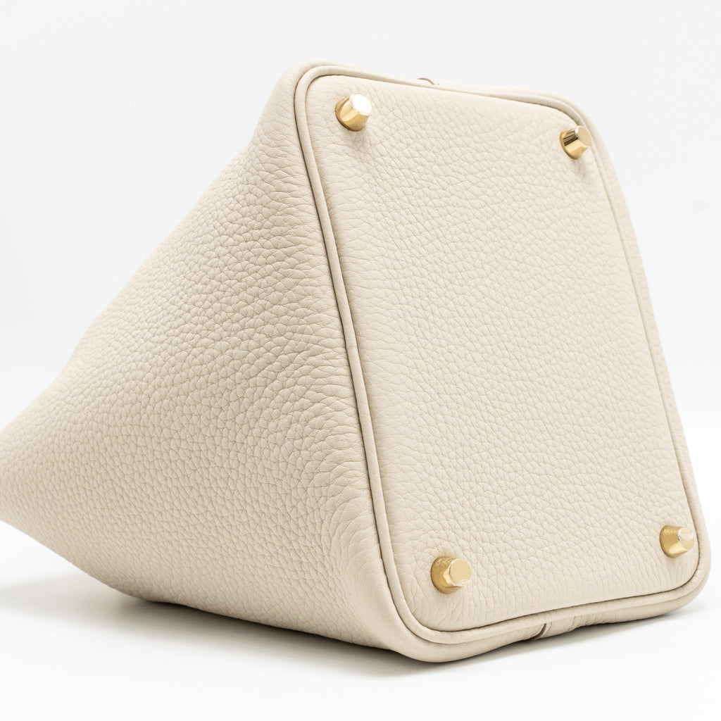 HERMES PICOTIN 18 TOUCH LOCK BAG CLEMENCE / OSTRICH BETON GHW