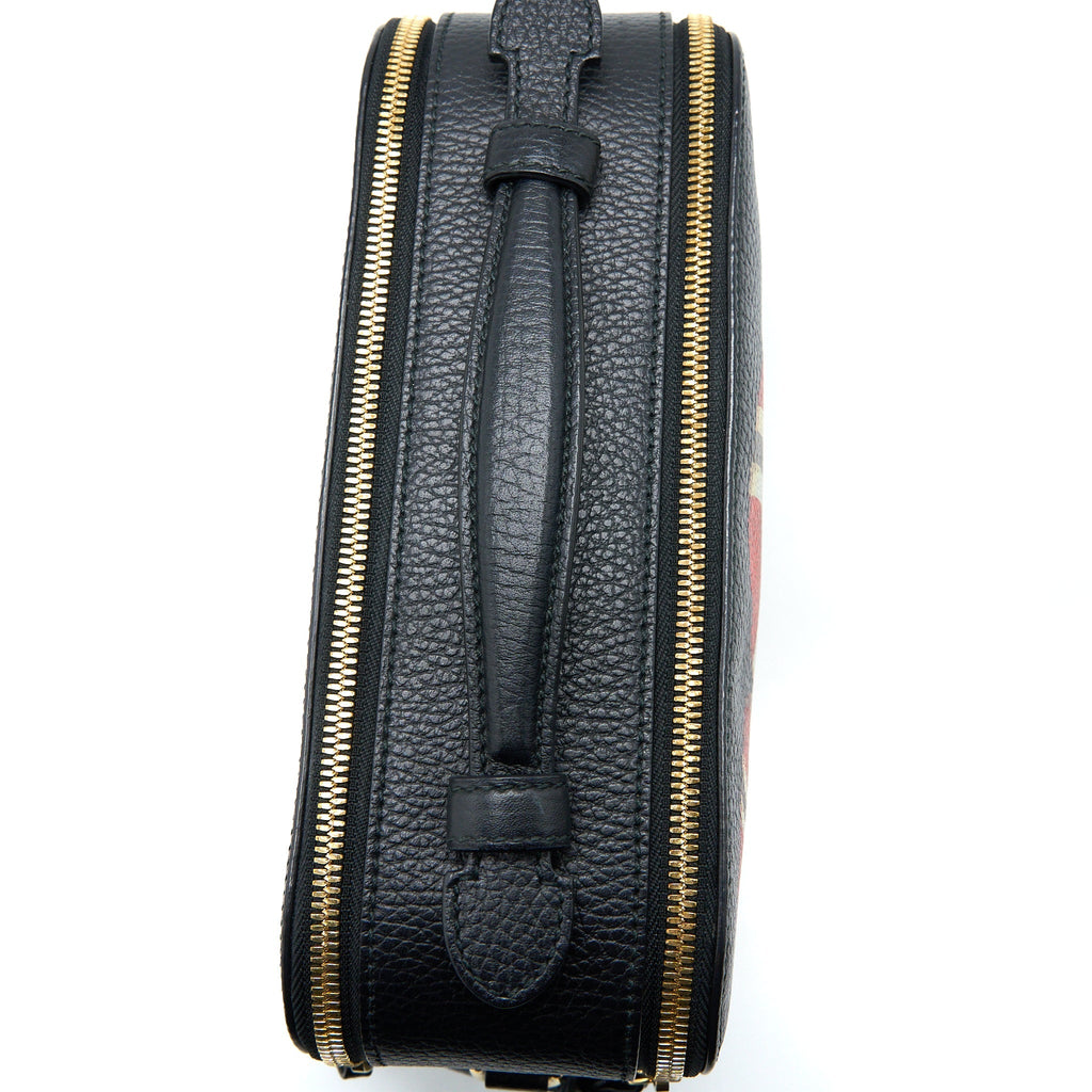 GUCCI SNAKE PRINTED CAMERA BAG CALFSKIN BLACK GHW