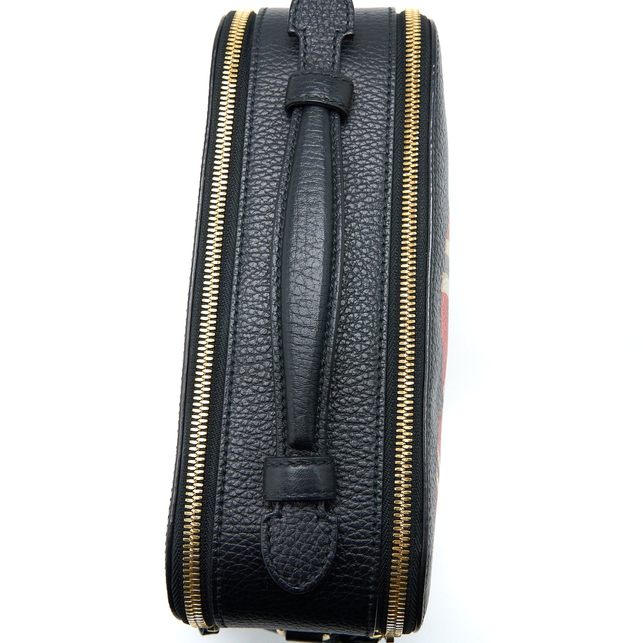 GUCCI SNAKE PRINTED CAMERA BAG CALFSKIN BLACK GHW