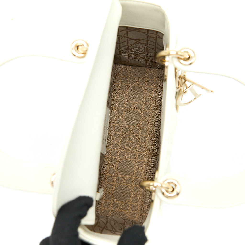 DIOR SMALL LADY DIOR MY ABCDIOR BAG LAMBSKIN WHITE LGHW