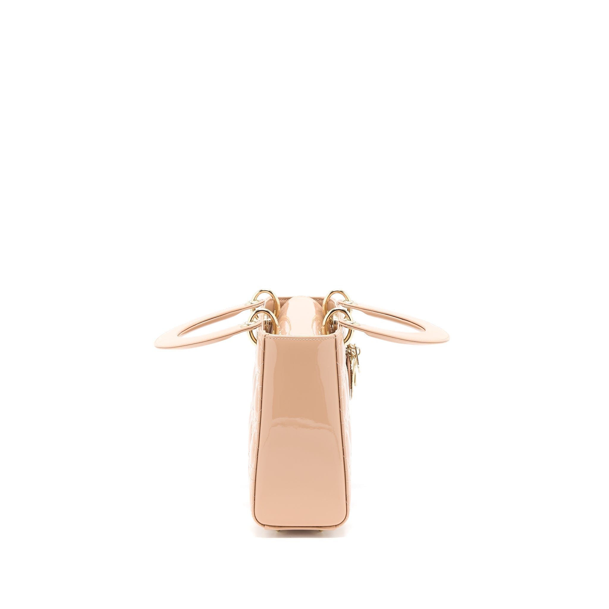 DIOR SMALL LADY DIOR PATENT LEATHER BEIGE LGHW