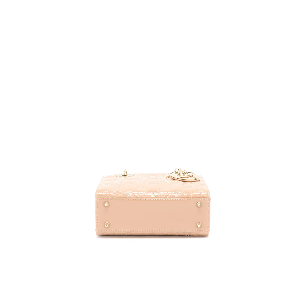 DIOR SMALL LADY DIOR PATENT LEATHER BEIGE LGHW