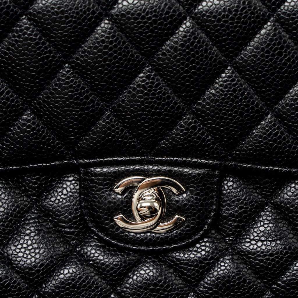CHANEL MEDIUM CLASSIC DOUBLE FLAP BAG CAVIAR BLACK SHW