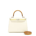 HERMES KELLY 25 EPSOM LEATHER NATA/ JAUNE POUSSIN/ SESAME SHW
