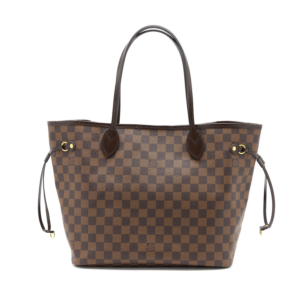 LOUIS VUITTON NEVERFULL MM DAMIER EBENE/PINK GHW