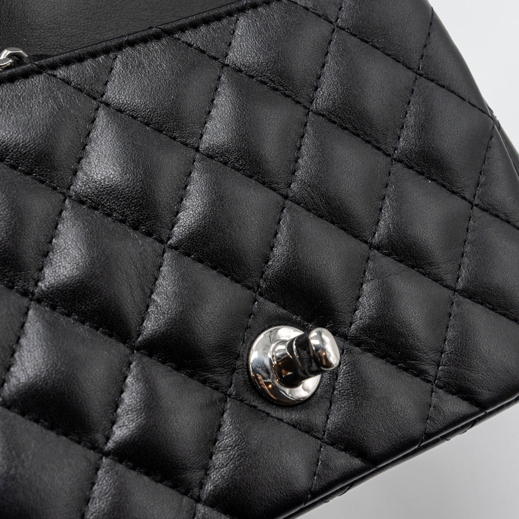 CHANEL MINI SQUARE FLAP BAG LAMBSKIN BLACK SHW (MICROCHIP)