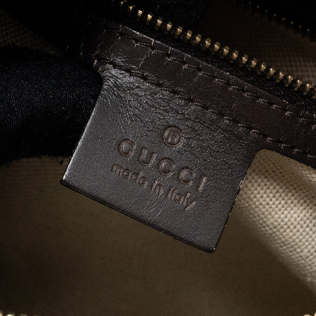 GUCCI BOSTON BAG GG SUPREME CANVAS BROWN LGHW