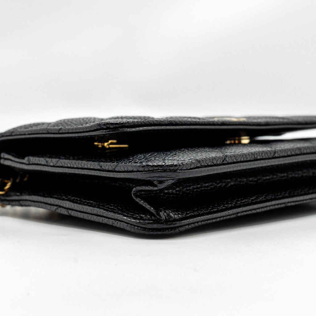 CHANEL CLASSIC WALLET ON CHAIN CAVIAR BLACK GHW (MICROCHIP)