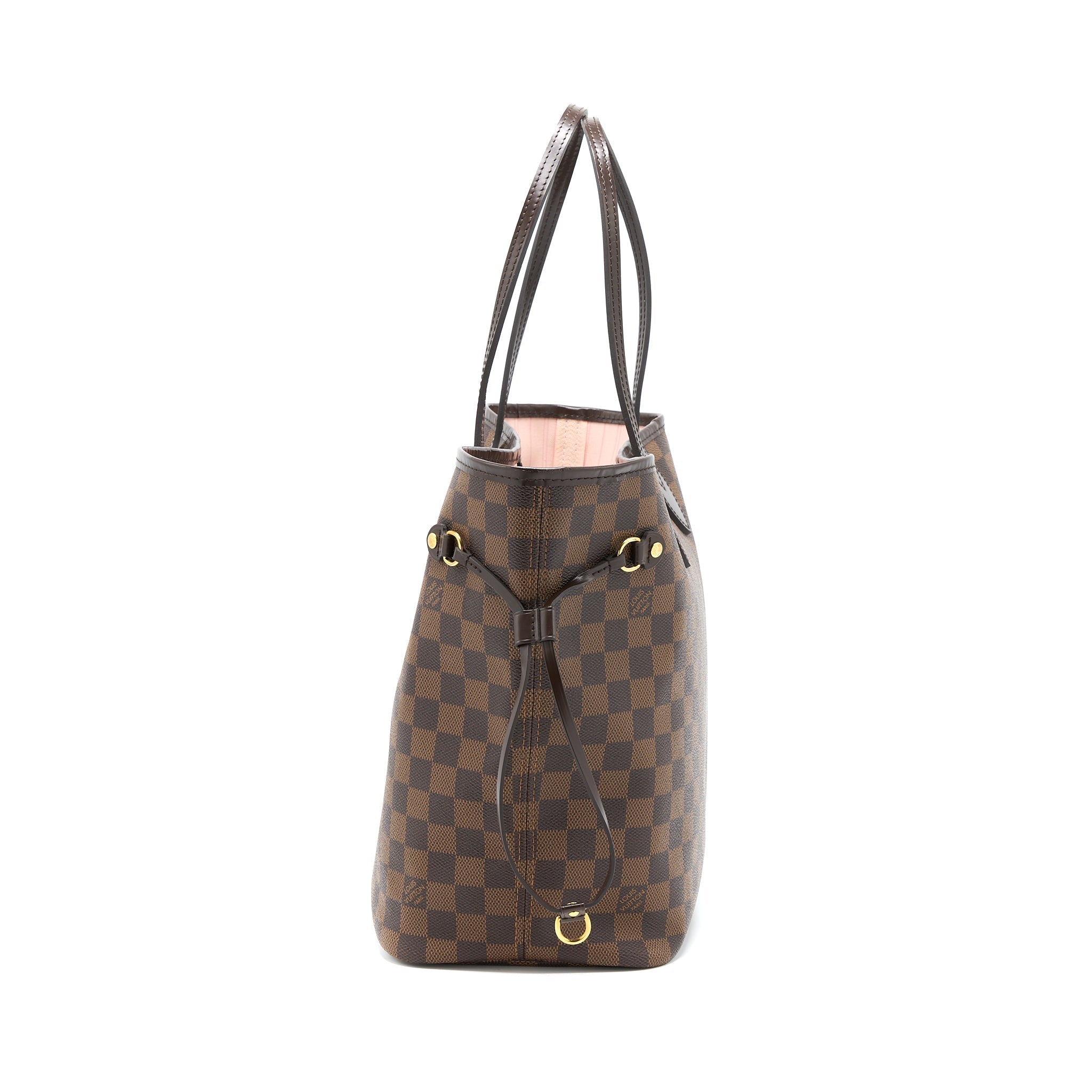 LOUIS VUITTON NEVERFULL MM DAMIER EBENE/PINK GHW