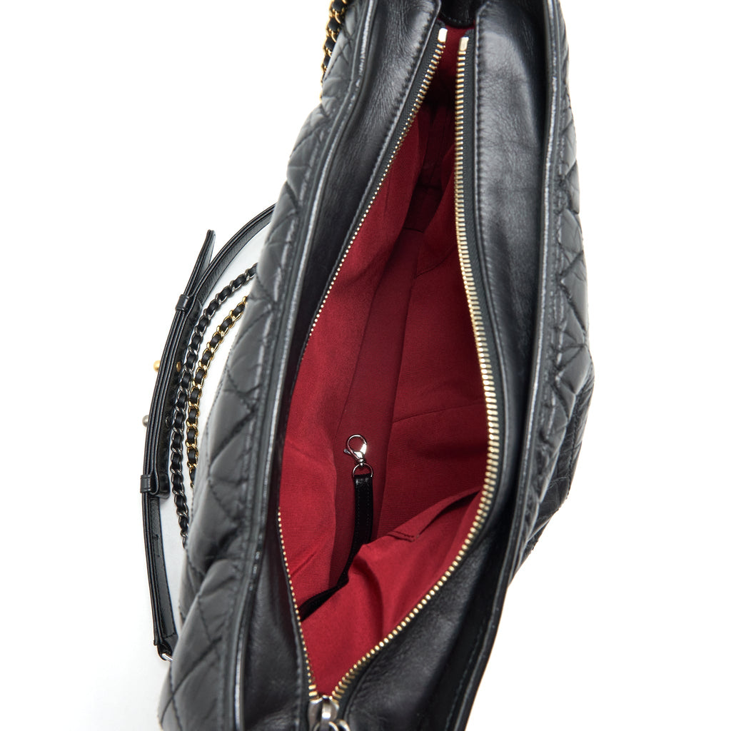 CHANEL GABRIELLE HOBO BAG XL BLACK WITH GOLD/SLIVER HARDWARE