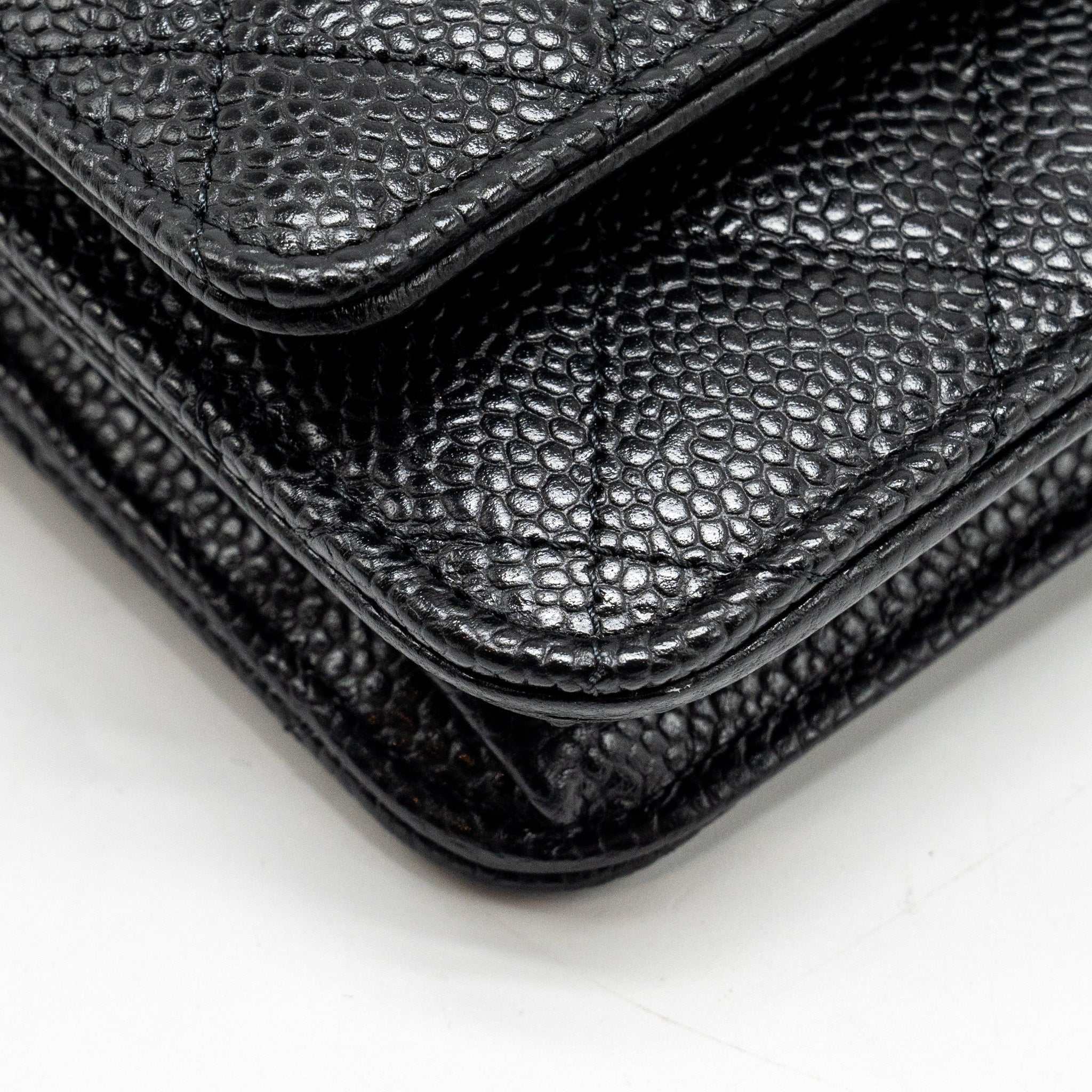CHANEL CLASSIC WALLET ON CHAIN CAVIAR BLACK GHW (MICROCHIP)